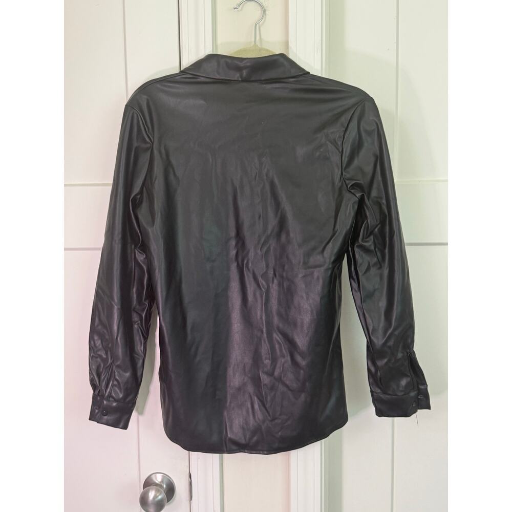 Eilly Bazar Black Pleather Long Sleeve Shirt - Women's XS - Picture 2 of 5